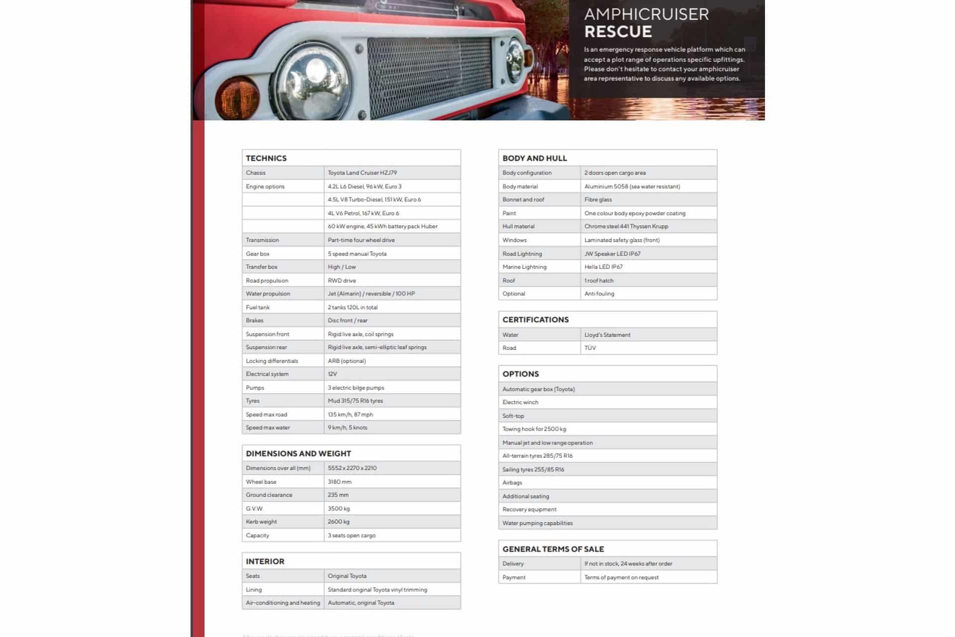Toyota Amphicruiser PRICE FROM 200.000 EURO EX VAT