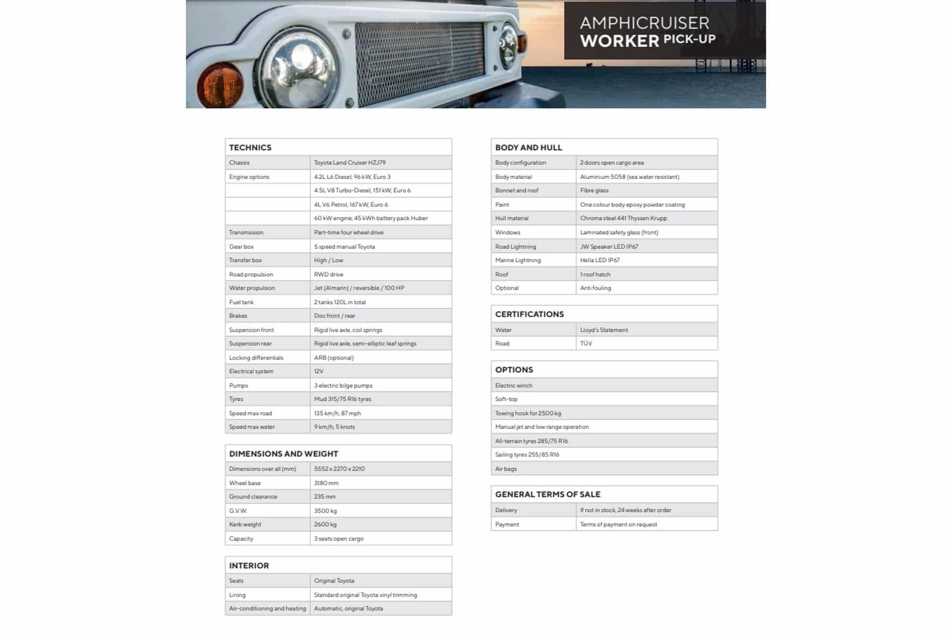 Toyota Amphicruiser PRICE FROM 200.000 EURO EX VAT