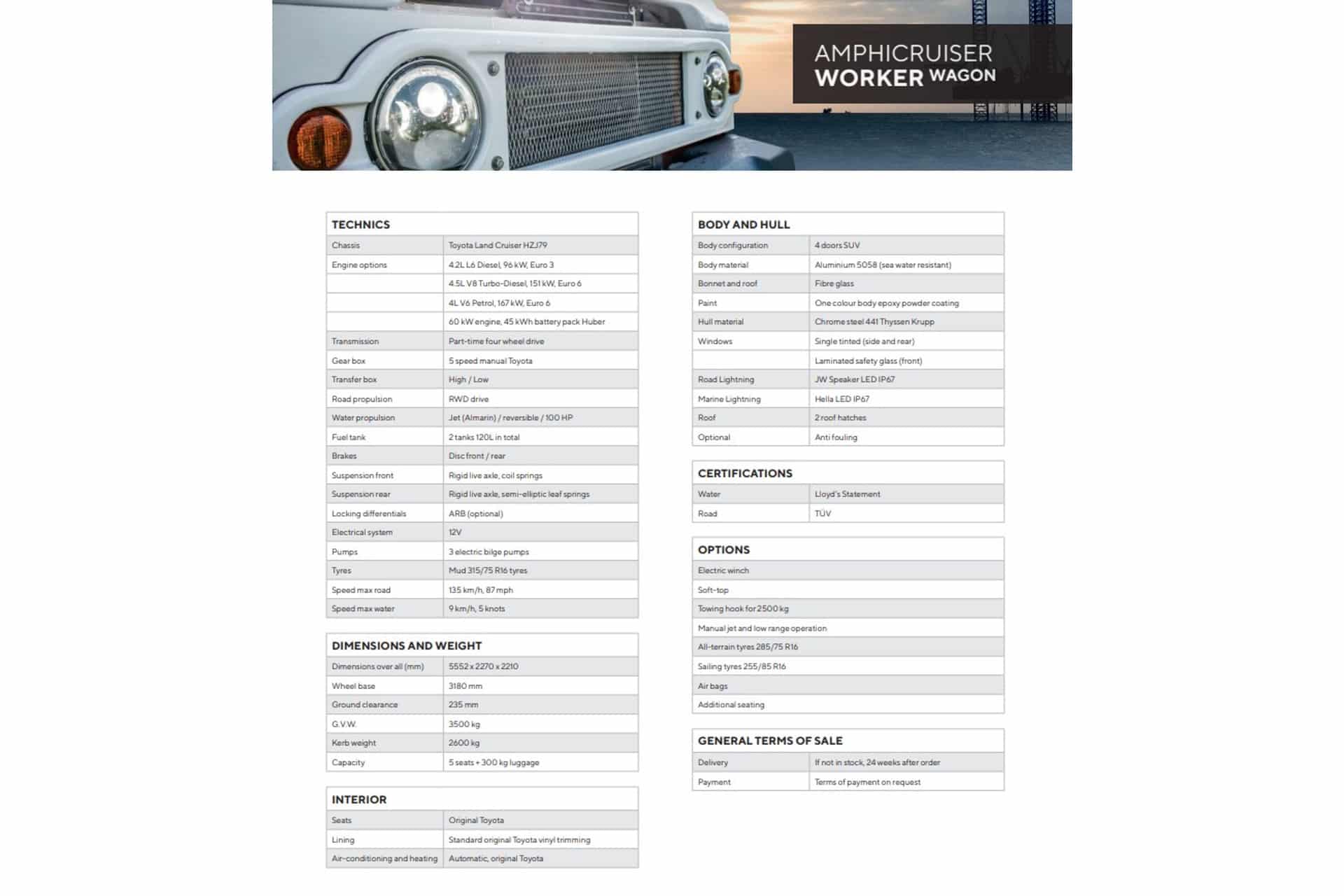 Toyota Amphicruiser PRICE FROM 200.000 EURO EX VAT